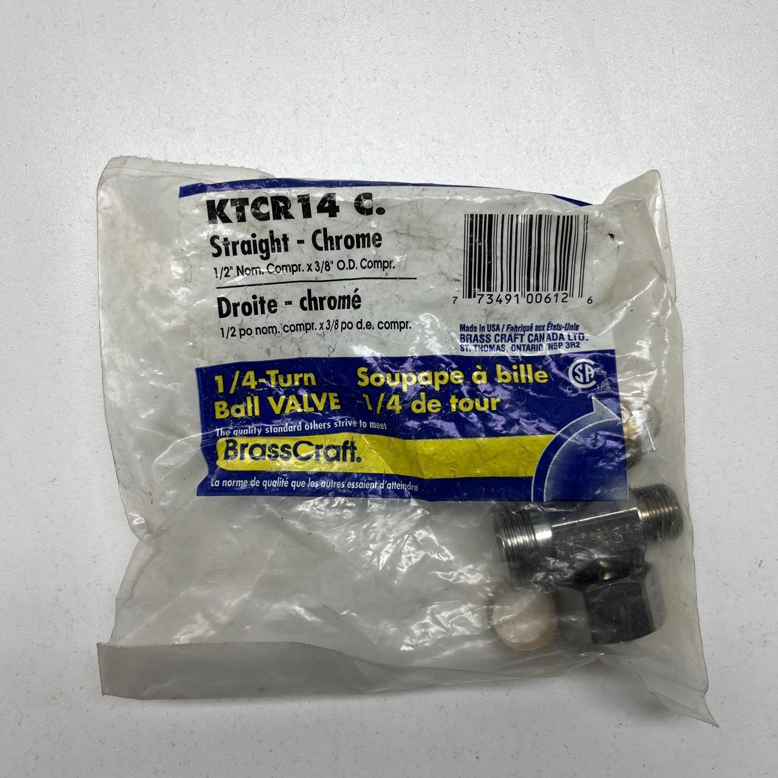 Brasscraft Ball Valve Chrome 1/4″ KTCR14 C
