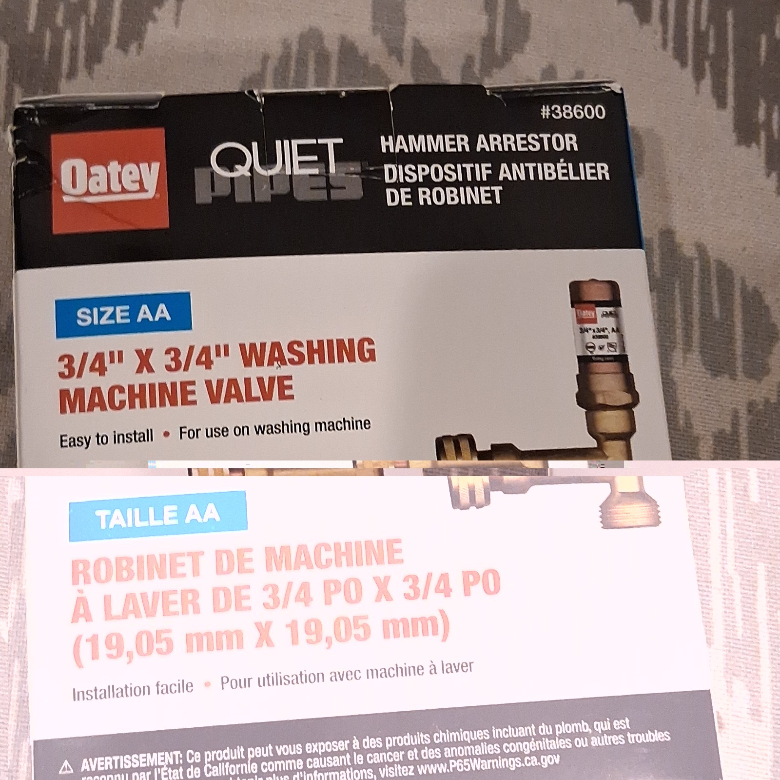 3 Oatey Quiet Pipes Hammer Arrester Washing Machine Valve AA 3/4″x3/4″ Brass