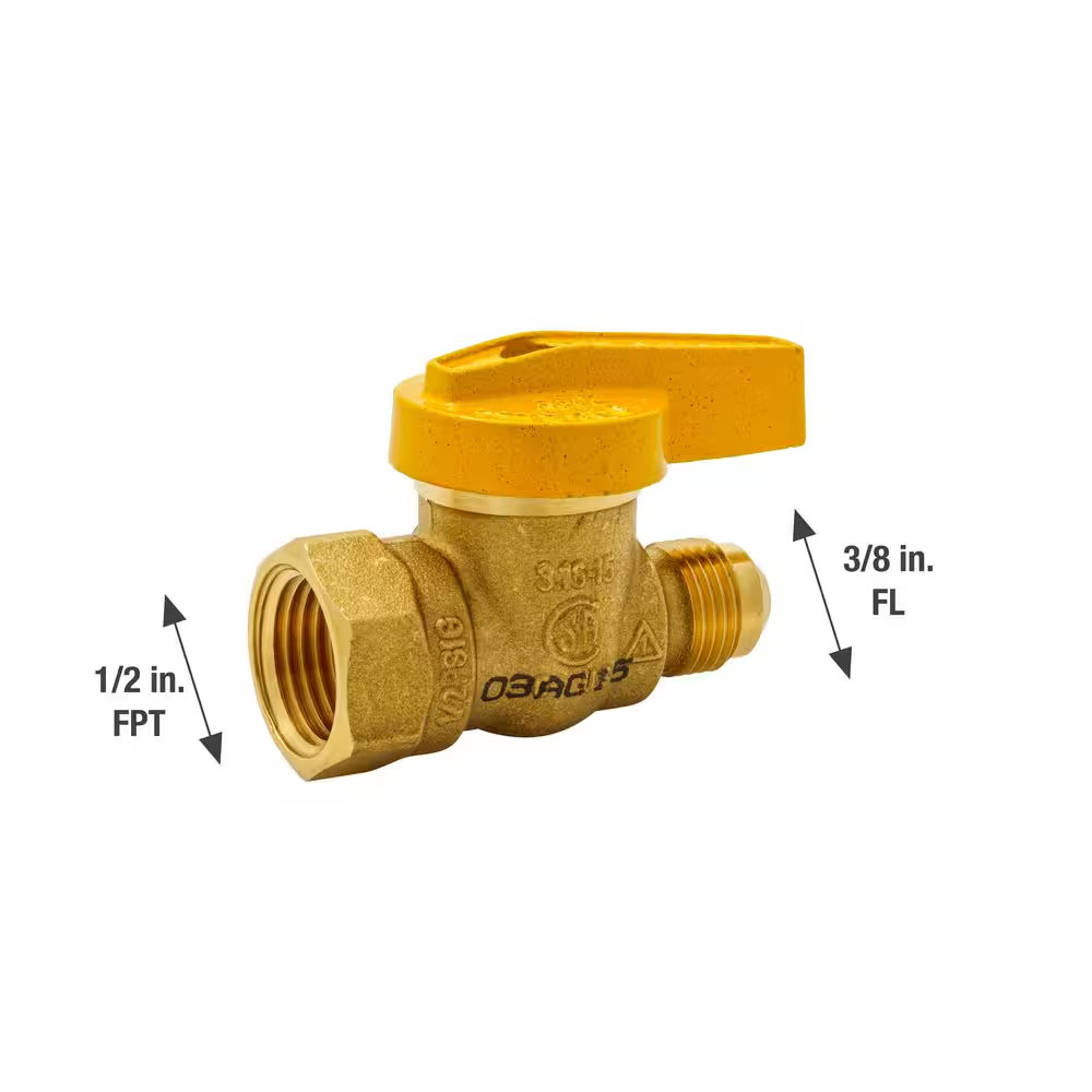 3/8 In. X 1/2 In. Brass FL X FPT 1-Piece Gas Valve