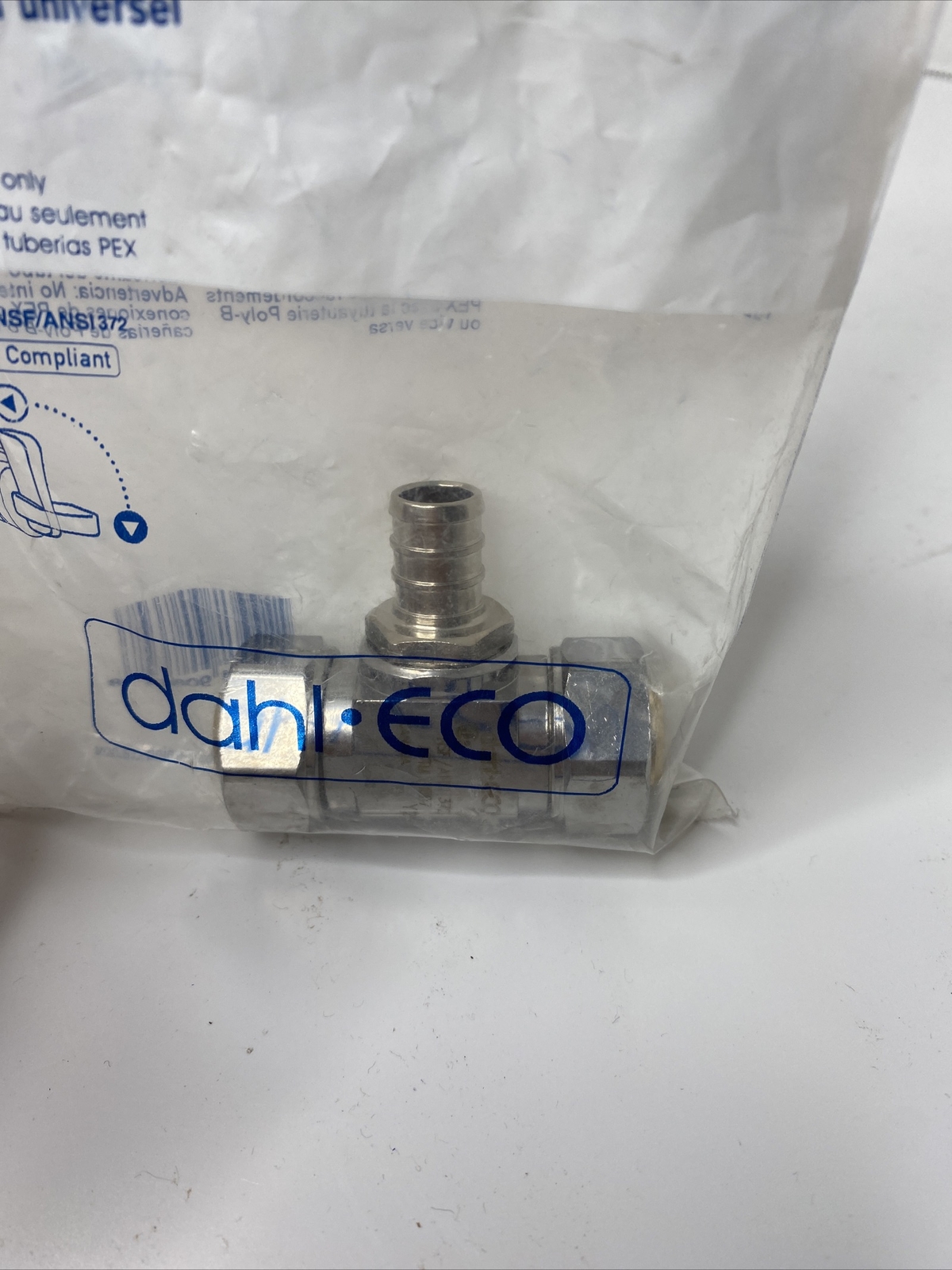 Dahl E43-43-PX3-PL-BAG 5/8 OD Fem Comp x 5/8 OD Fem Universal Tee Crimpex