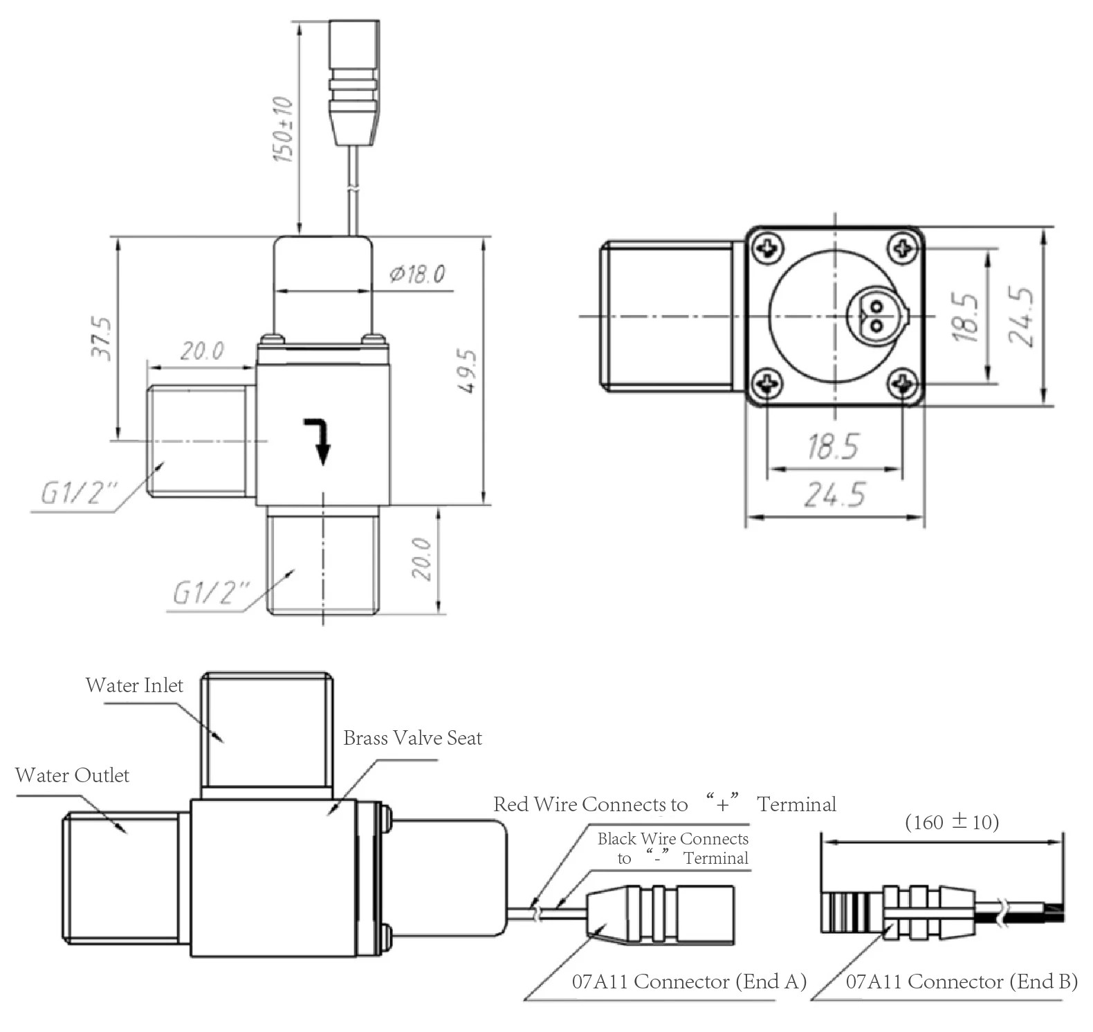 Automatic Urinal Flush Valve DC4.5V G1/2 Latching Solenoid Sensor Controller