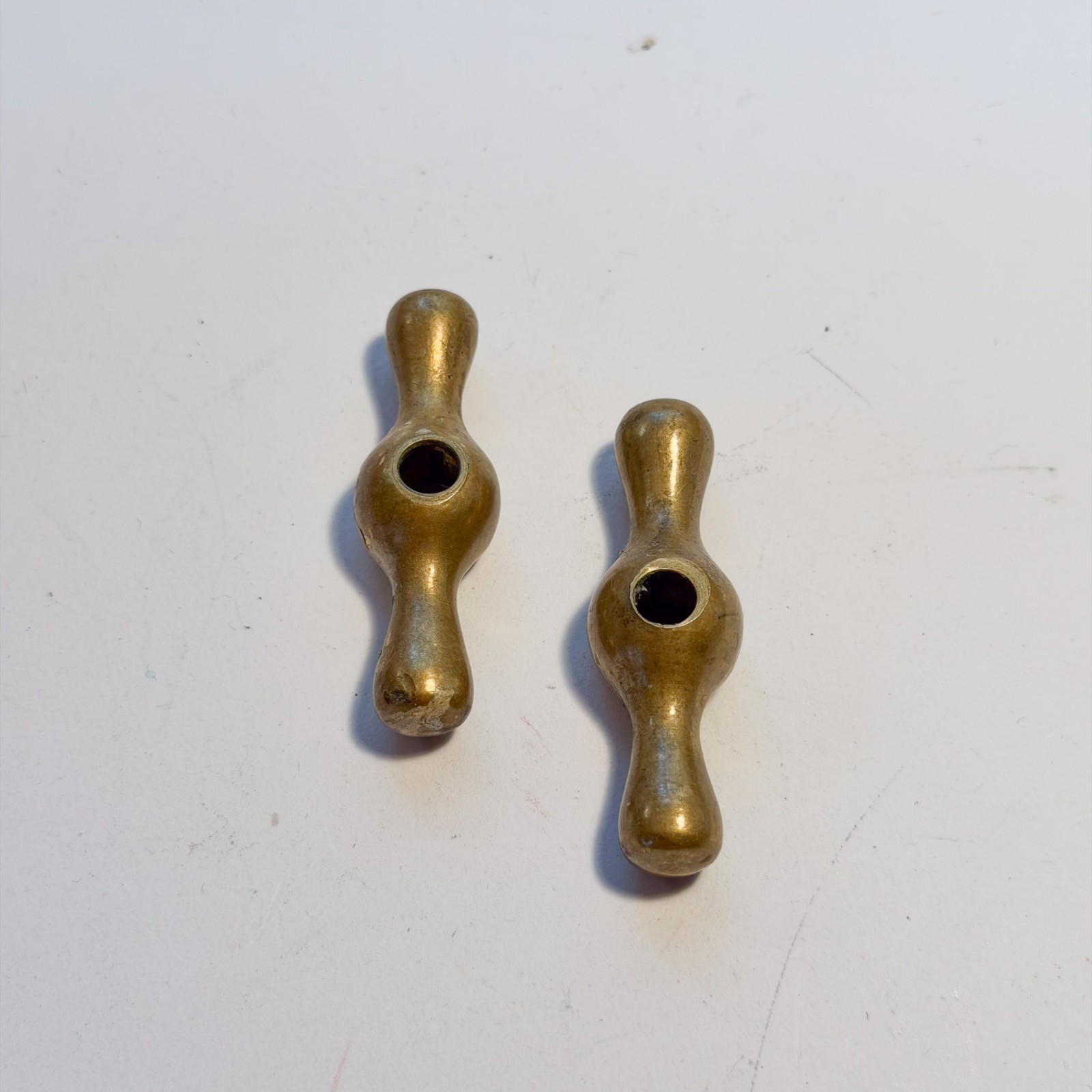 Vintage Brass Tee Handle Faucet Spigot Sillcock Faucet Sink Handle Set of 2
