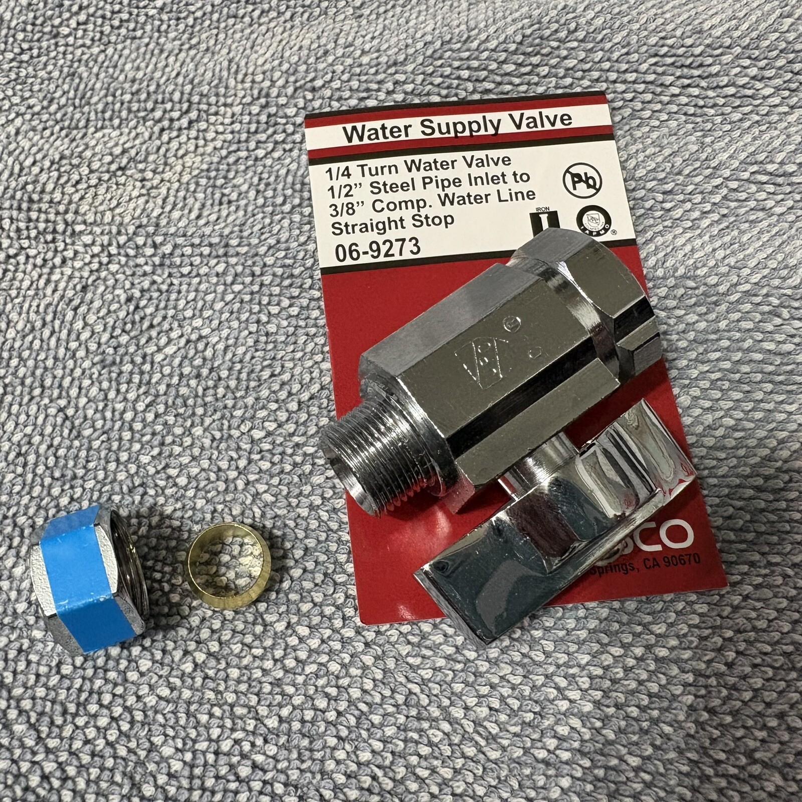 LASCO 06-9273 Water Supply Valve 1/4 turn 1/2” steel pipe inlet to 3/8 comp line