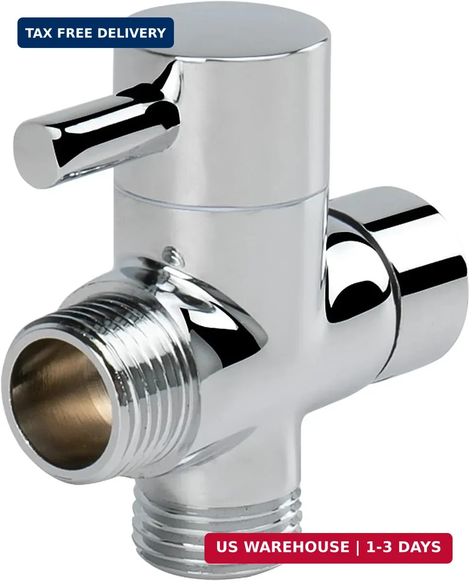 Solid Brass G1/2″ Shower Arm All Metal Universal 3-Way Diverter Valve f