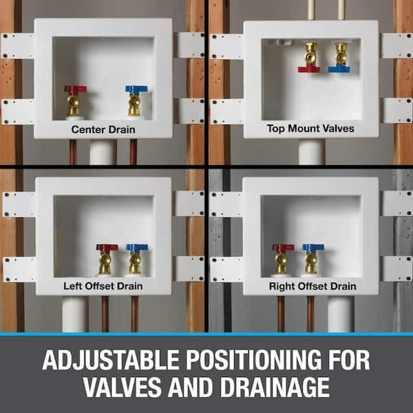 Oatey Quadtro 1/2″ Copper Sweat x 3/4″ MHT Washing Machine Ball Valve Outlet Box