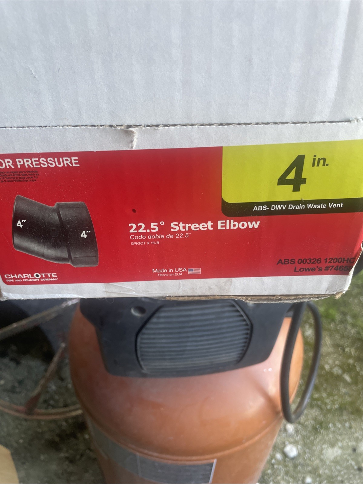 22-1/2 Degree Street Elbow, 4 “ ABS DWV QTY 3