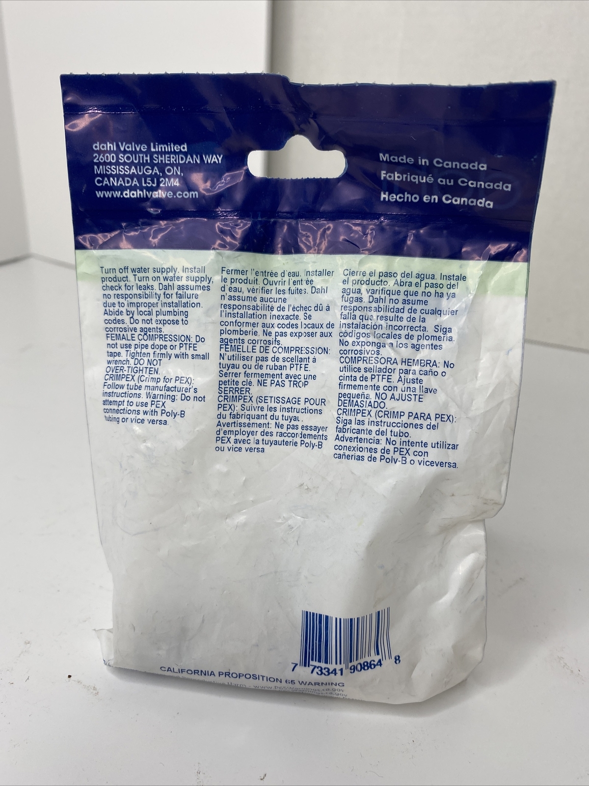 Dahl E43-43-PX3-PL-BAG 5/8 OD Fem Comp x 5/8 OD Fem Universal Tee Crimpex