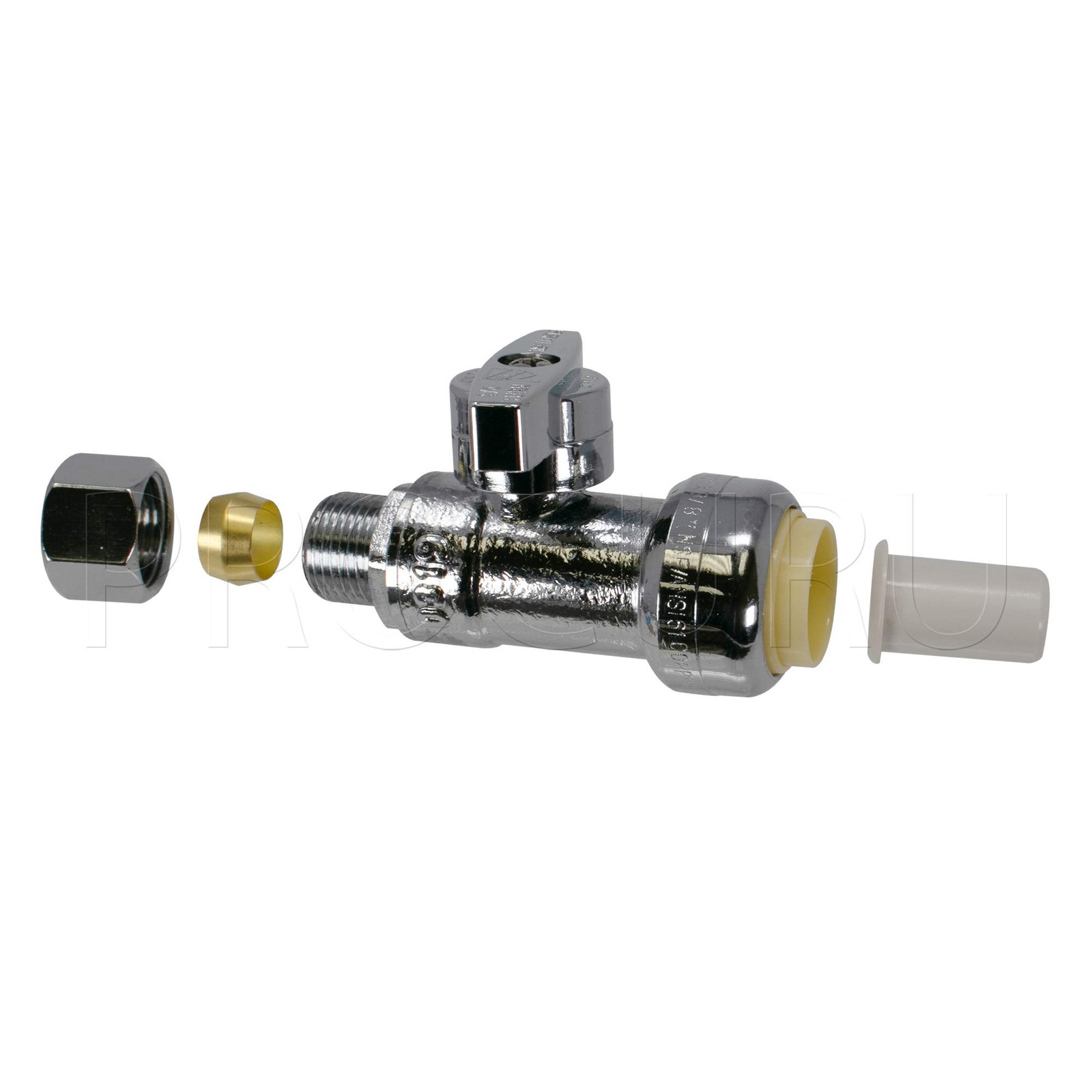 PushFit Straight Stop Valve 1/2″ Push X 3/8″ OD Comp – Quarter-Turn