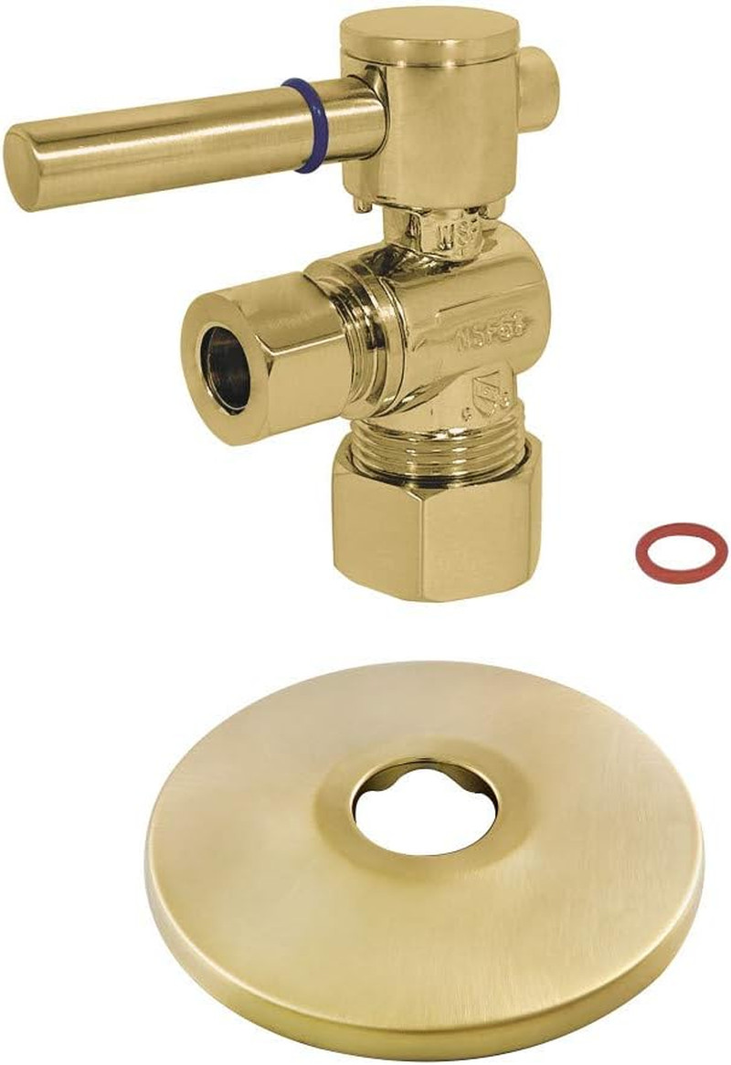 CC53307DLK 5/8-Inch X 3/8-Inch OD Comp Quarter-Turn Angle Stop Valve with Flange
