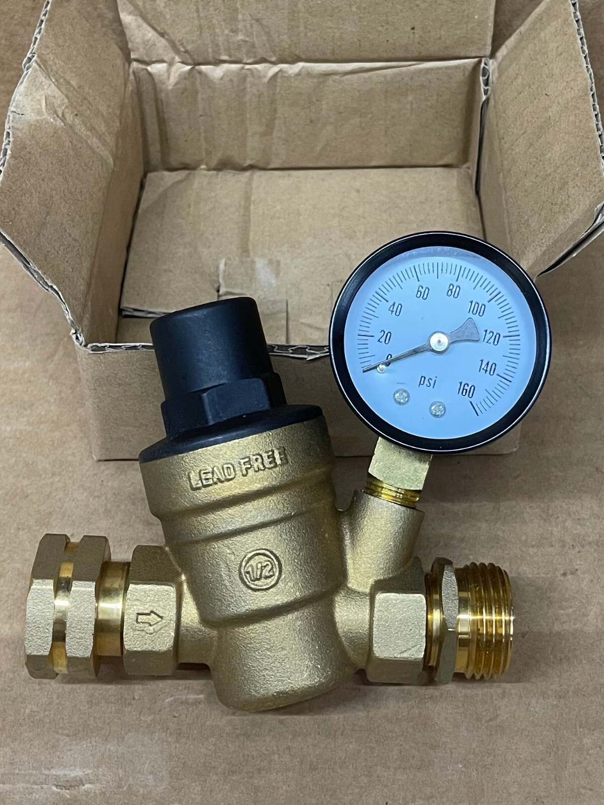 Water Pressure Regulator For RV Lead-free Brass Adjustable Reducer Gauge 3/4″