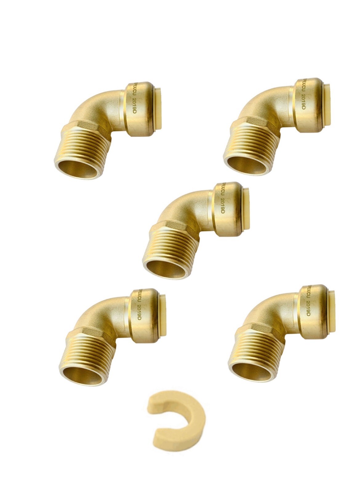 5 PCS 3/4″ EFIELD PUSH FIT X 3/4″ MALE ELBOW ADAPTER & CLIP, LEAD FREE
