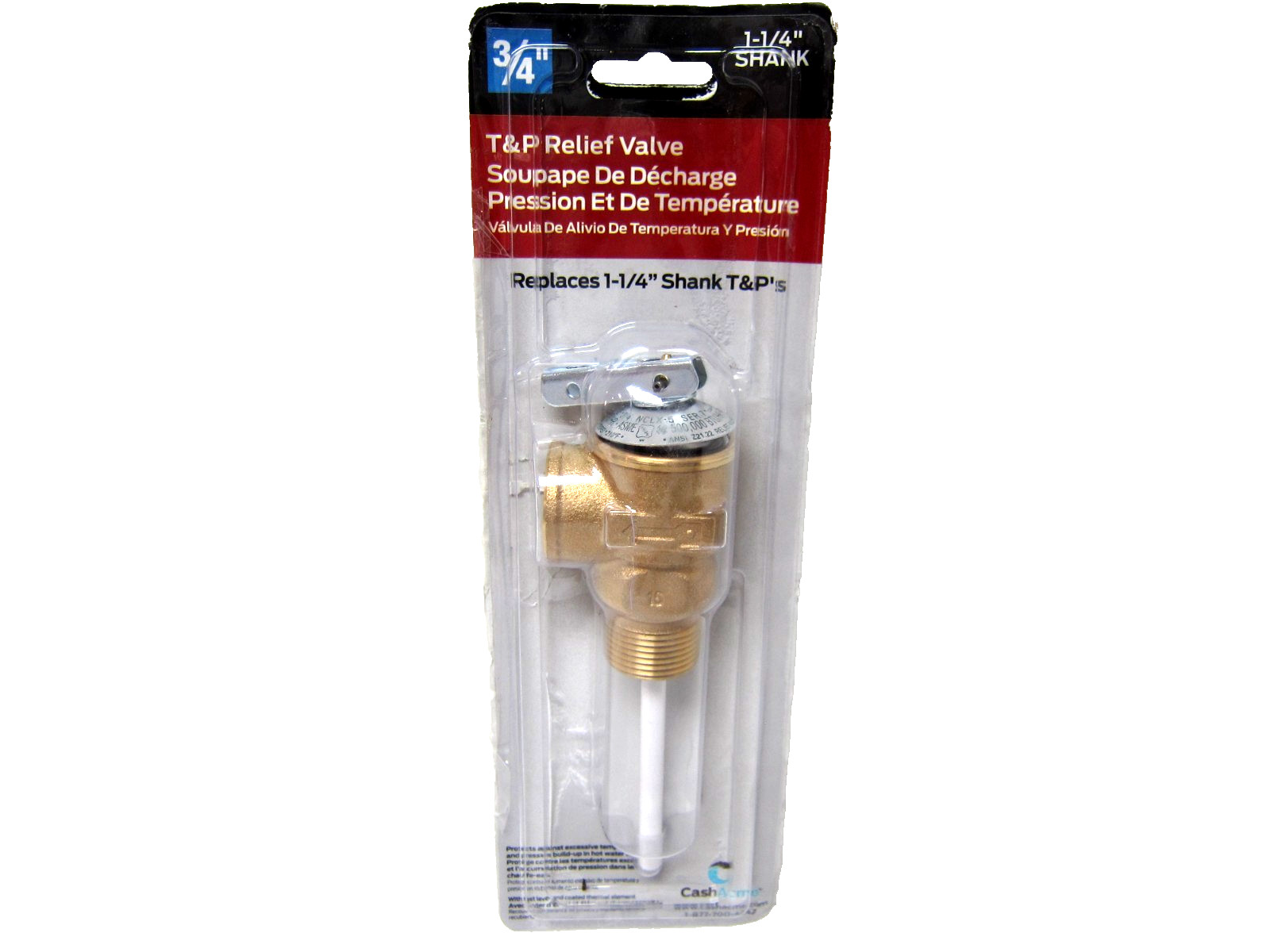 Cash Acme 3/4 T&P Relief Valve 1-1/4 Shank Pressure Relief 150 PSI USA Seller
