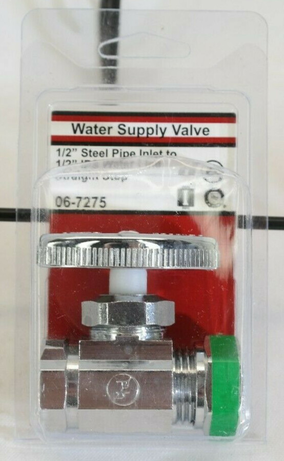 Water Supply Valve 1/2″ Steel Pipe Inlet to 1/2″ IPS Water Line Straight Stop