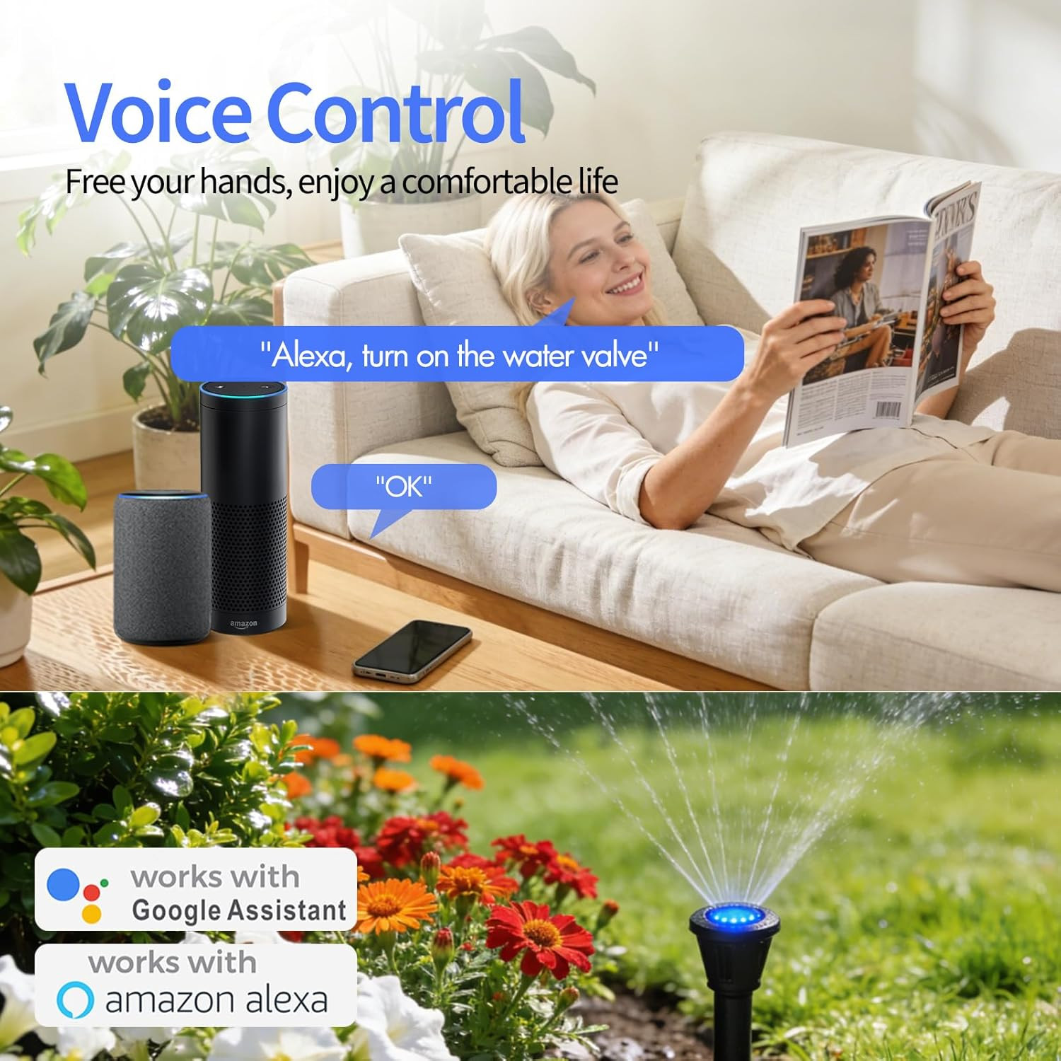 Owfeel Wifi Smart Water Valve, APP Remote Control, DN15 Ball Brass Water Valve,