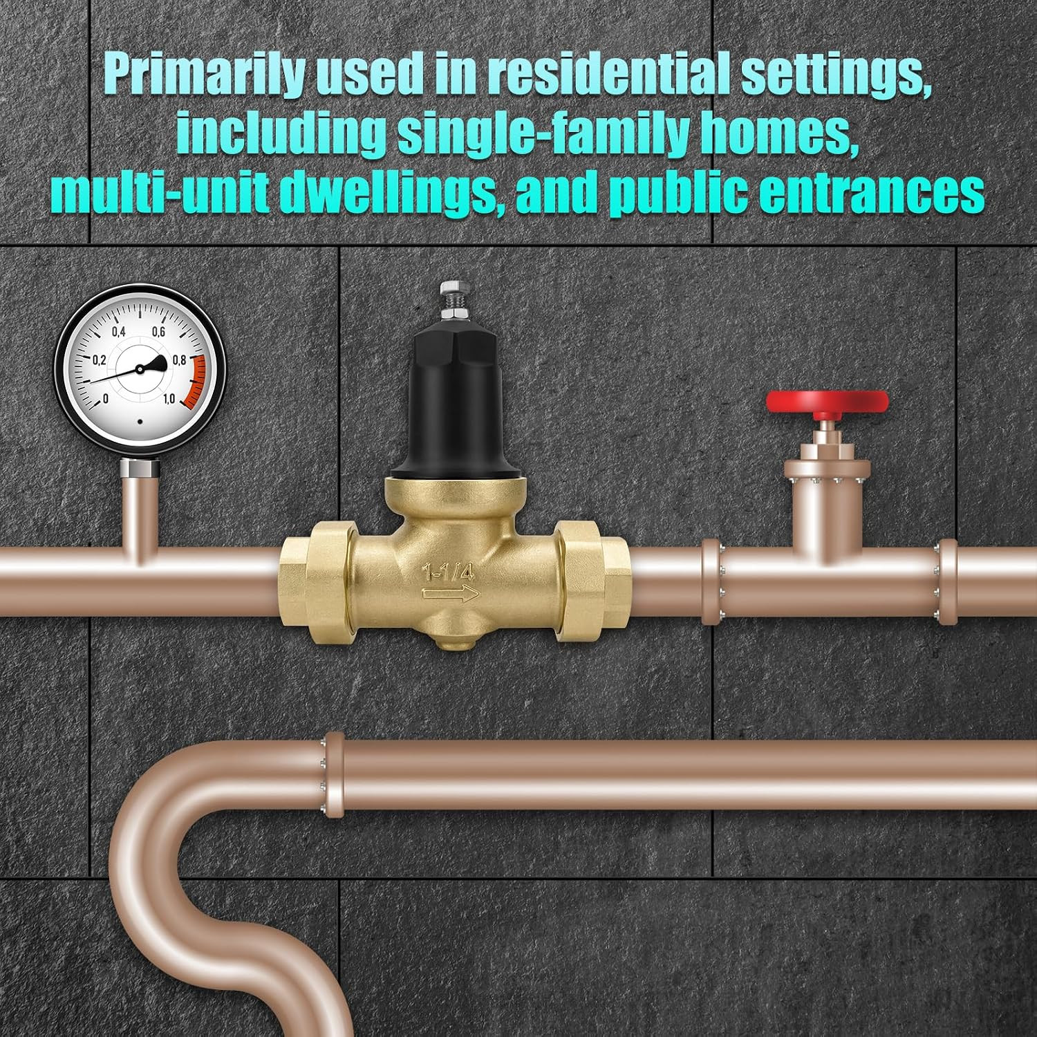 NR3XLDULU 1-1/4″ Brass Pressure Reducing Valve with Double Union FNPT Connection