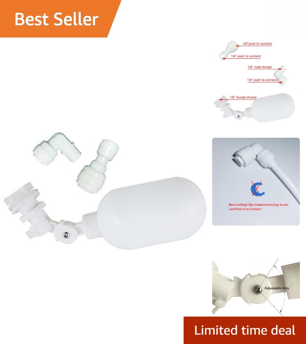 1/4 Inch Water Filter Float Ball Valve for Aquariums & Reverse Osmosis Systems