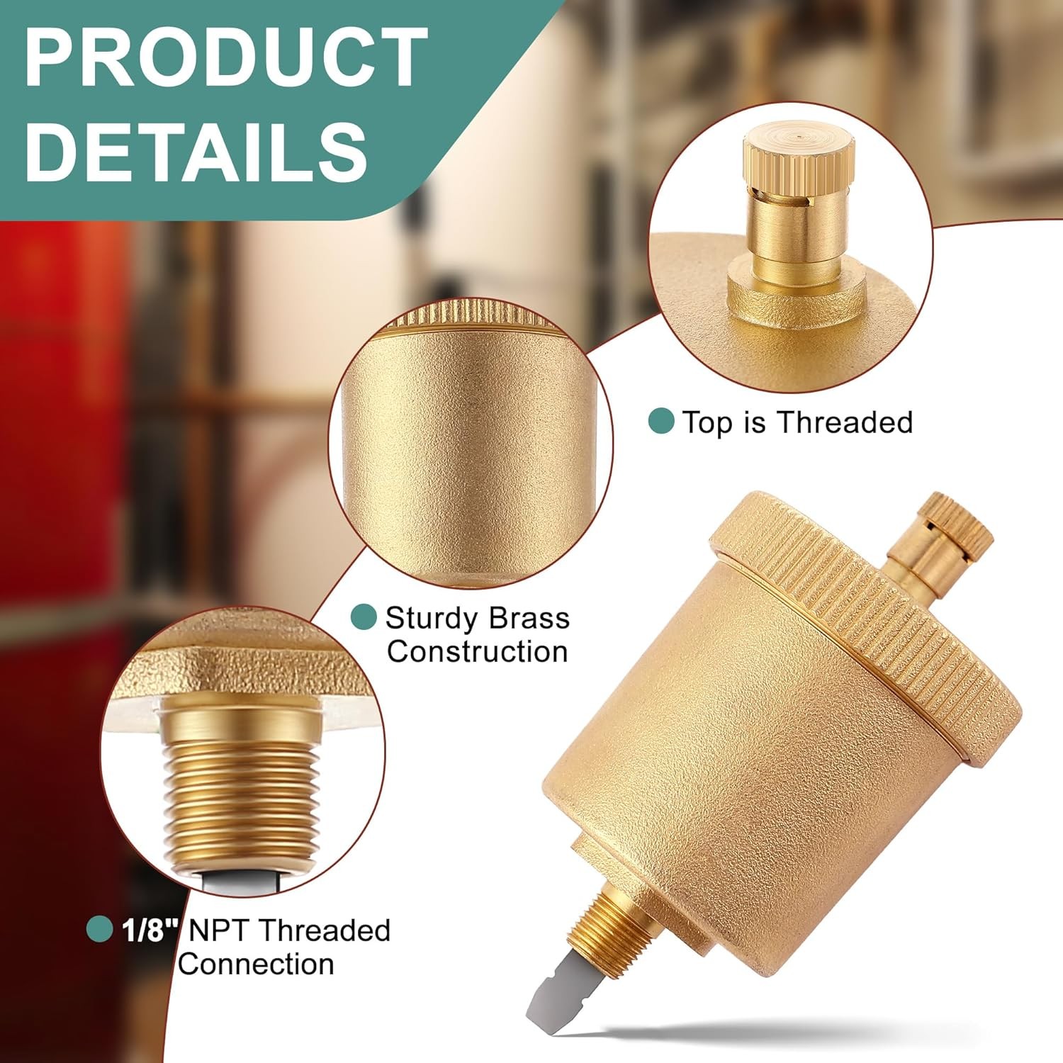 8 Pack 1/8 Inch Automatic Air Vent Valve, Automatic Air Bleed Vent, Float Valve