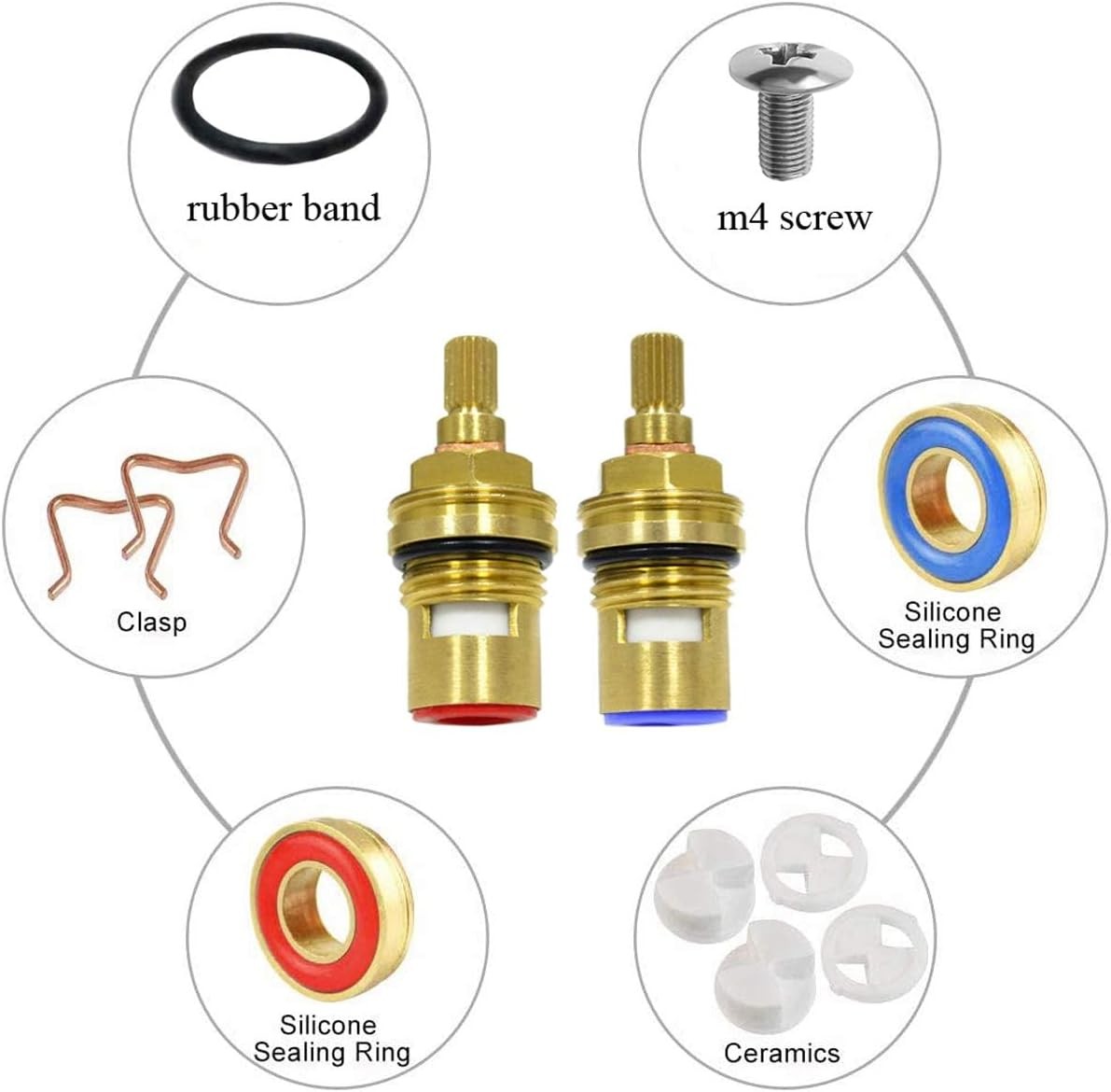 Huashan Replacement Brass Ceramic Disc Stem Cartridge Faucet Valve 0.5 inches