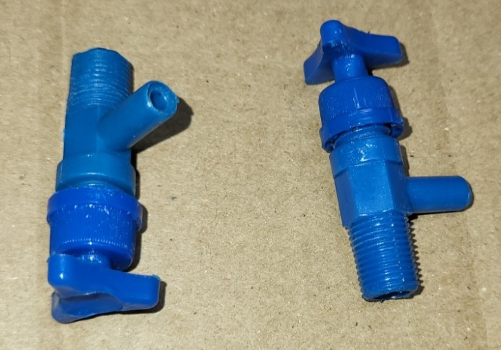 X10 Plastic Shut off Valves For use with 3/16″ I.D. tubing, 1/8″ MNPT. Max 5 psi