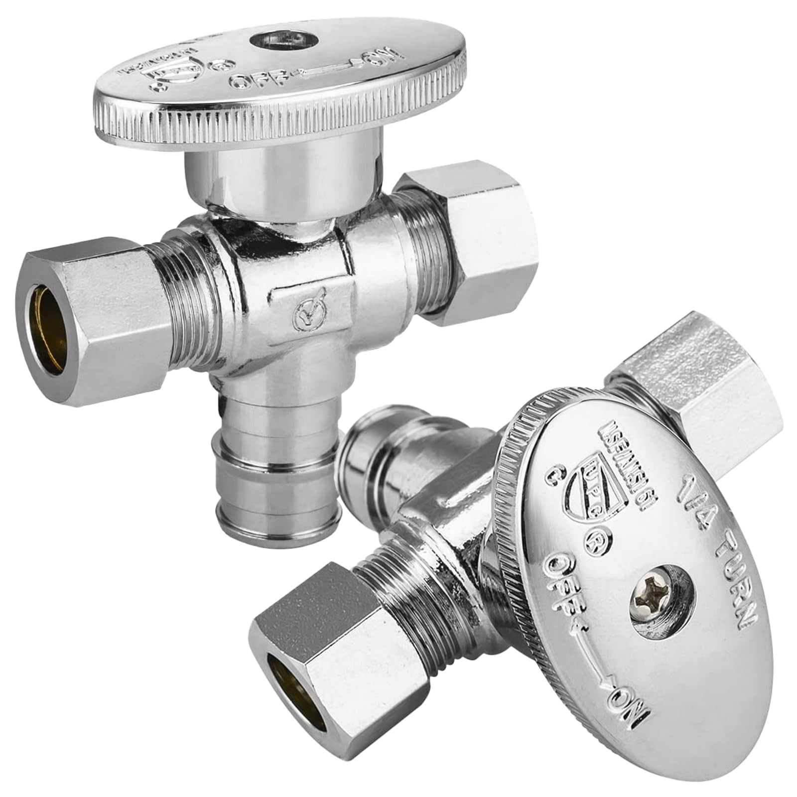 Dual Compression Outlet Angle Stop Valve 1/2 PEX-A x 3/8 OD Comp 2 PCS