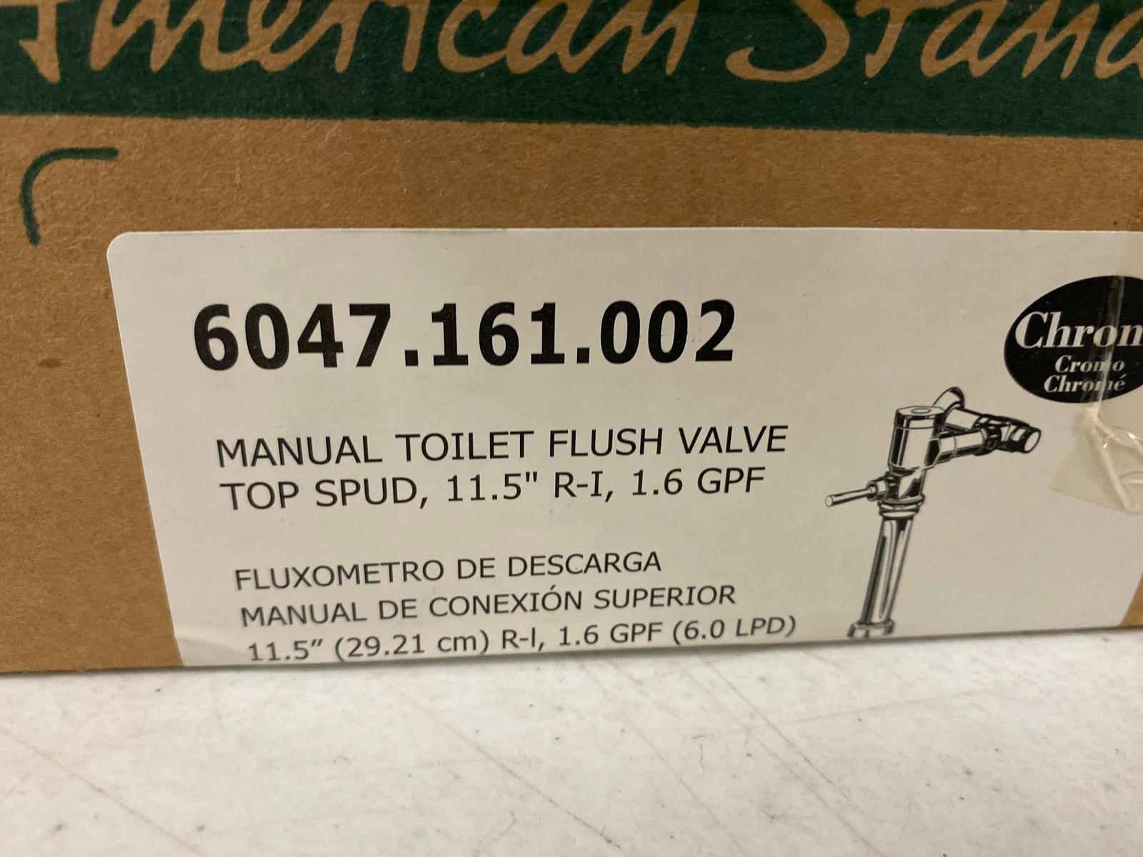 American Standard 6047161.002 1.6 GPF Manual Flushometer – Chrome