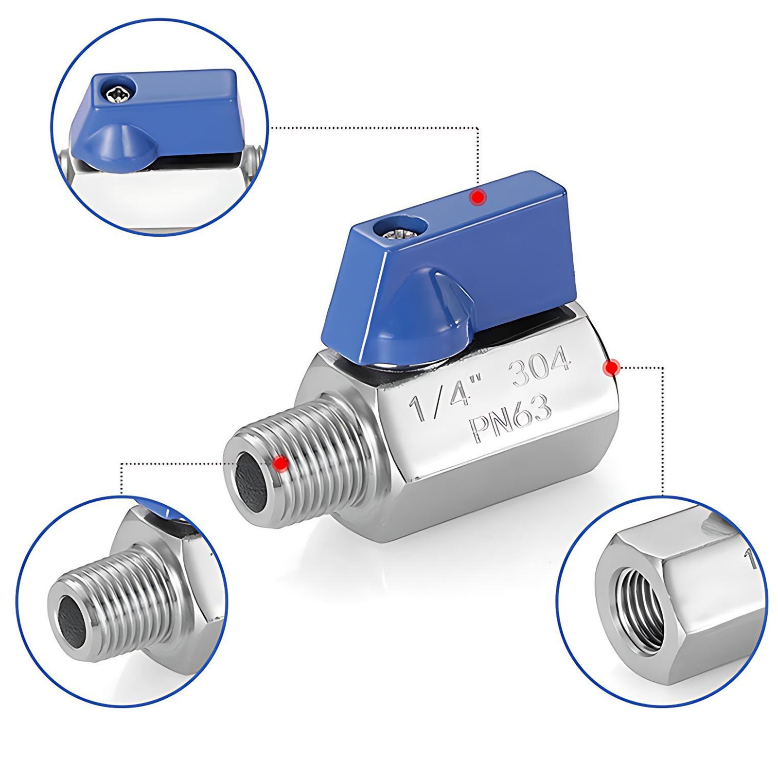 Ball Valve 1/8″ 1/4 1/2 3/8 1″ bsp Male Female Air Compressor to hose Mini Valve