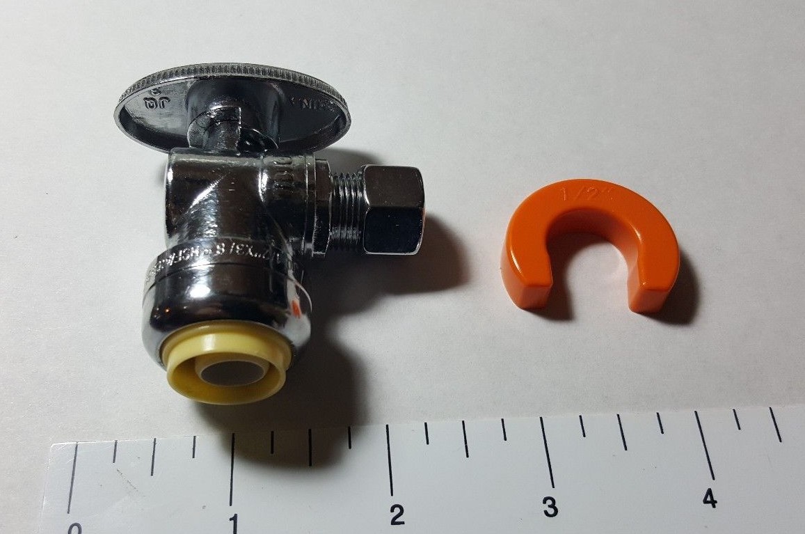 1 PC. 1/2″ X 3/8″ PUSH FIT 1/4-TURN ANGLE STOP VALVE W. 1 TOOL