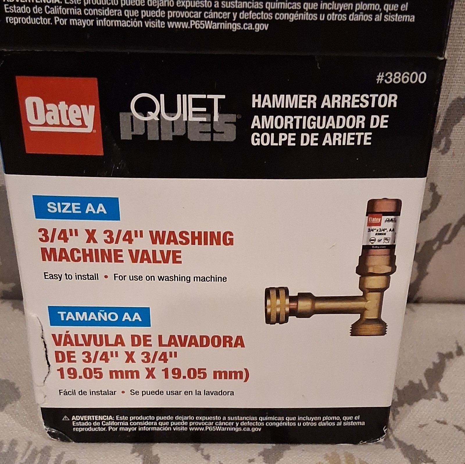3 Oatey Quiet Pipes Hammer Arrester Washing Machine Valve AA 3/4″x3/4″ Brass