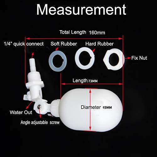 3/8&1/4 Inch Ro Tubing Used Plastic Float Valve Shut Off Float Ball Float Switch