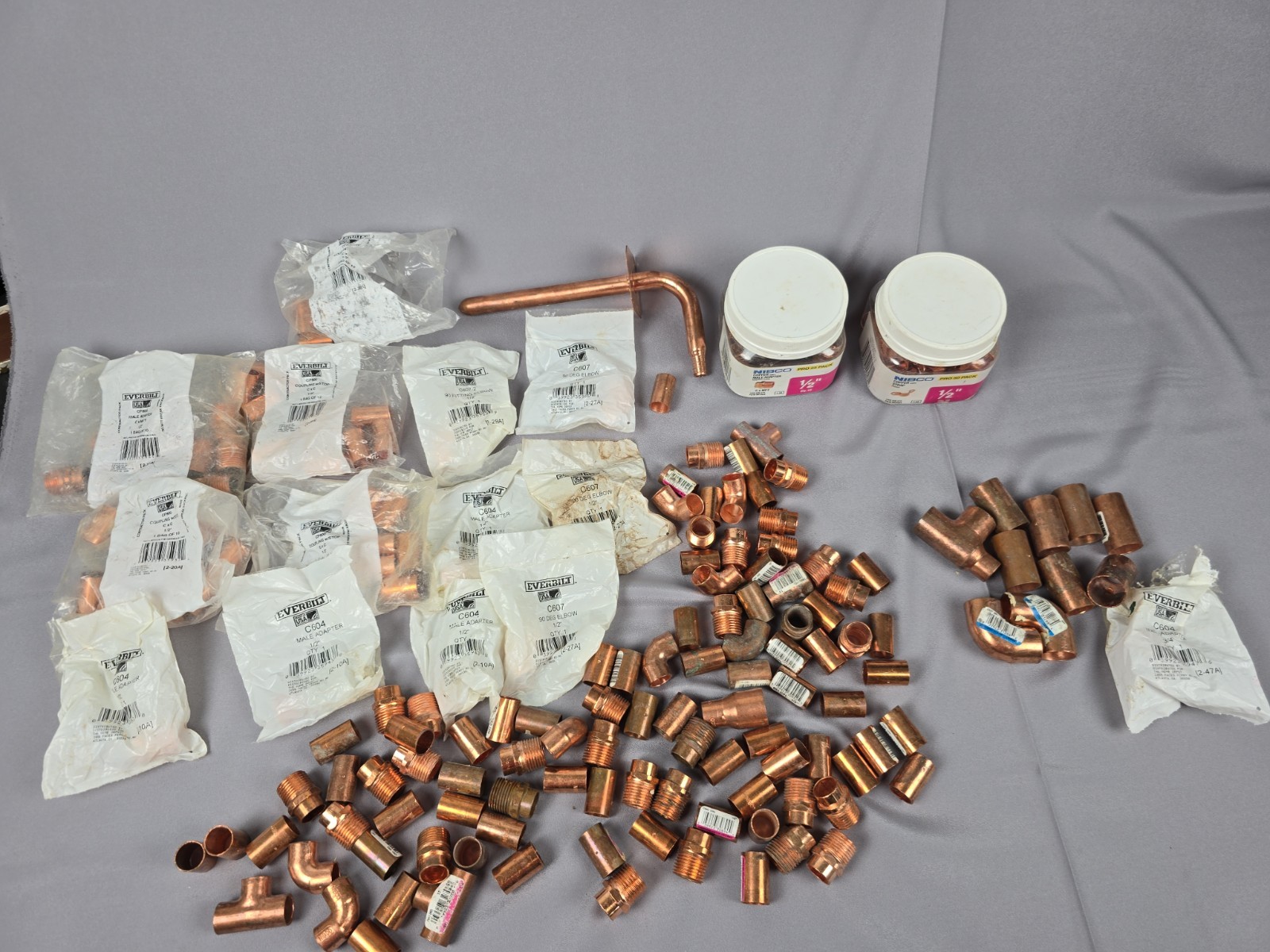 NIBCO Copper Fitting Lot Mostly 1/2″ & 3/4″ Everbilt C604 C607 Cp600 Mpp604