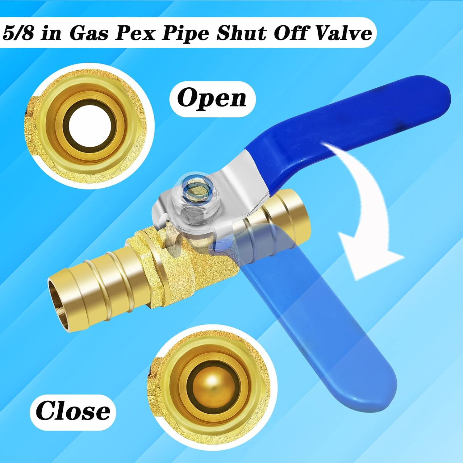 Brass Hose Barb Ball Valve Kit-1pcs 5/8″ Heater Hose Shut Off Valve with Stainle