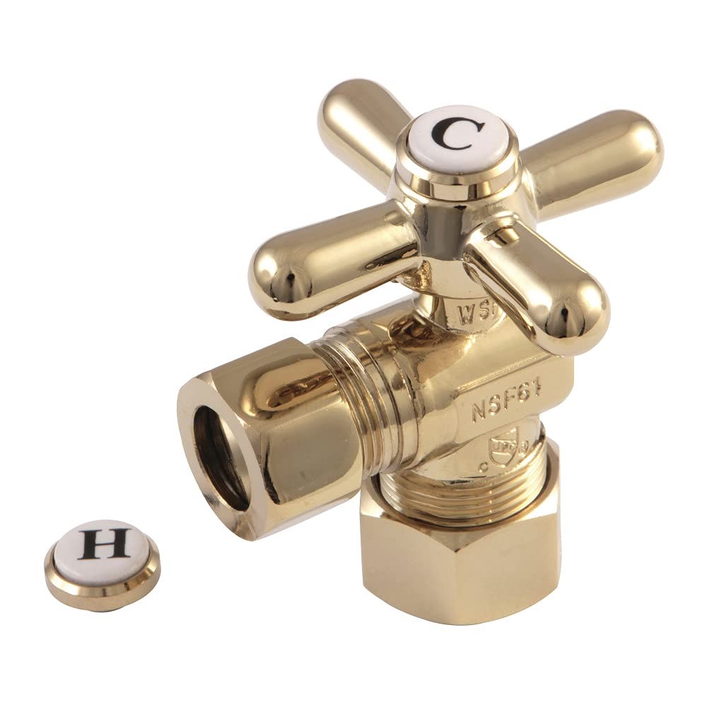 CC54402X 5/8″ OD Comp X 1/2″ OD Comp Angle Stop Valve, Polished Brass