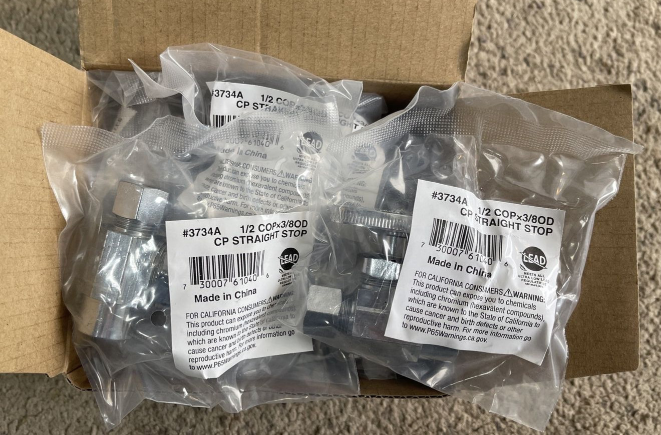 Speedy Valve 1/2 Copper x 3/8 in.COMP Chrom -Shut-Off Valve -Straight- 10 PK