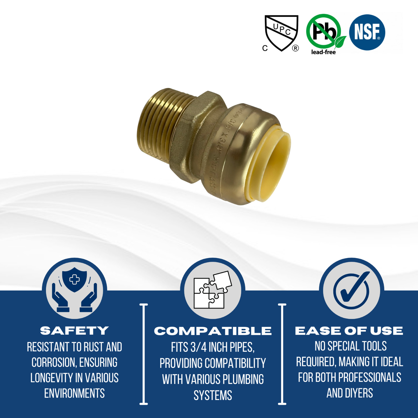 1 PC. 3/4″ PUSH FIT X 3/4″ MALE THREADED ADAPTER, U134LF