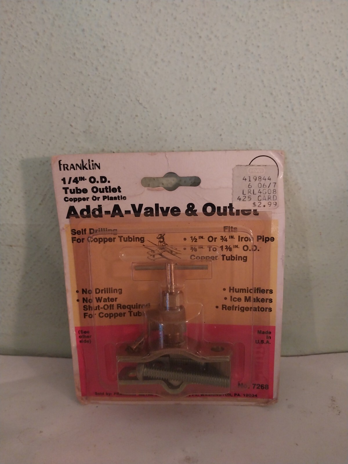 Franklin Metal & Rubber add-a-valve & outlet, self drilling) 1/4″ o.d. copper
