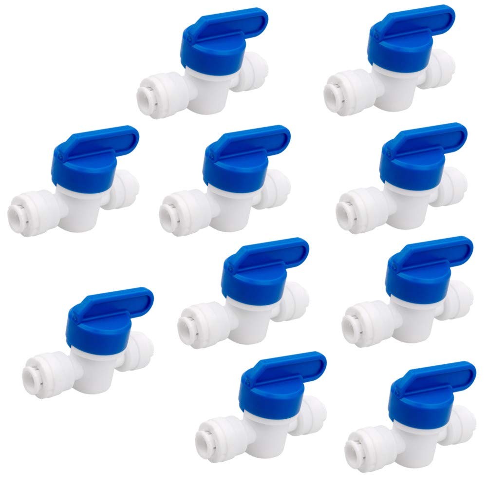 1/4in OD Tubing Inline Shut Off Ball Valve Plastic 10 Pack