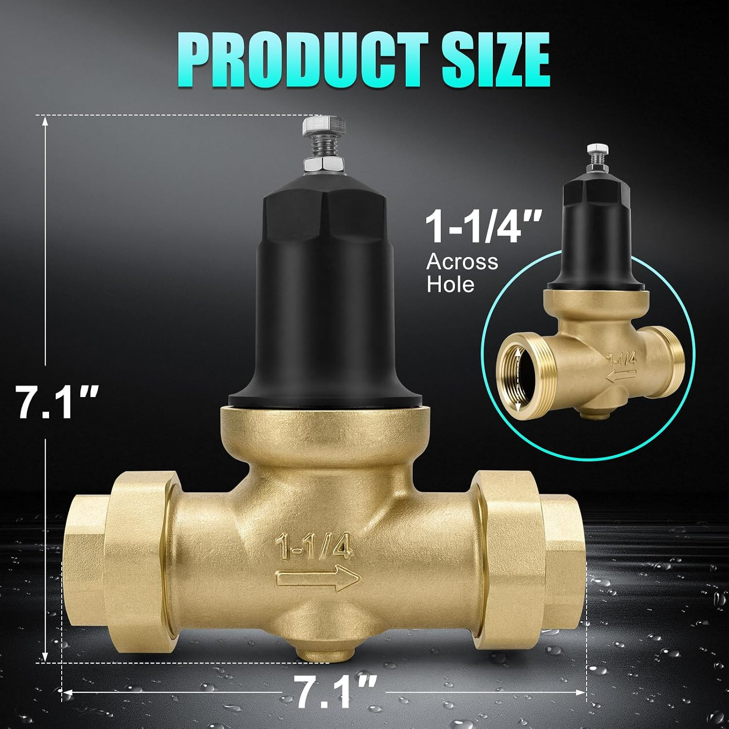 NR3XLDULU 1-1/4″ Brass Pressure Reducing Valve with Double Union FNPT Connection