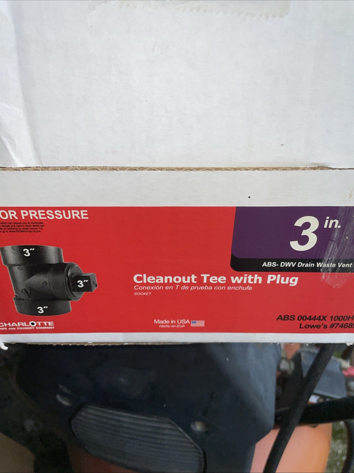 ABS Cleanout Tee W/Plug , 3 In DWV