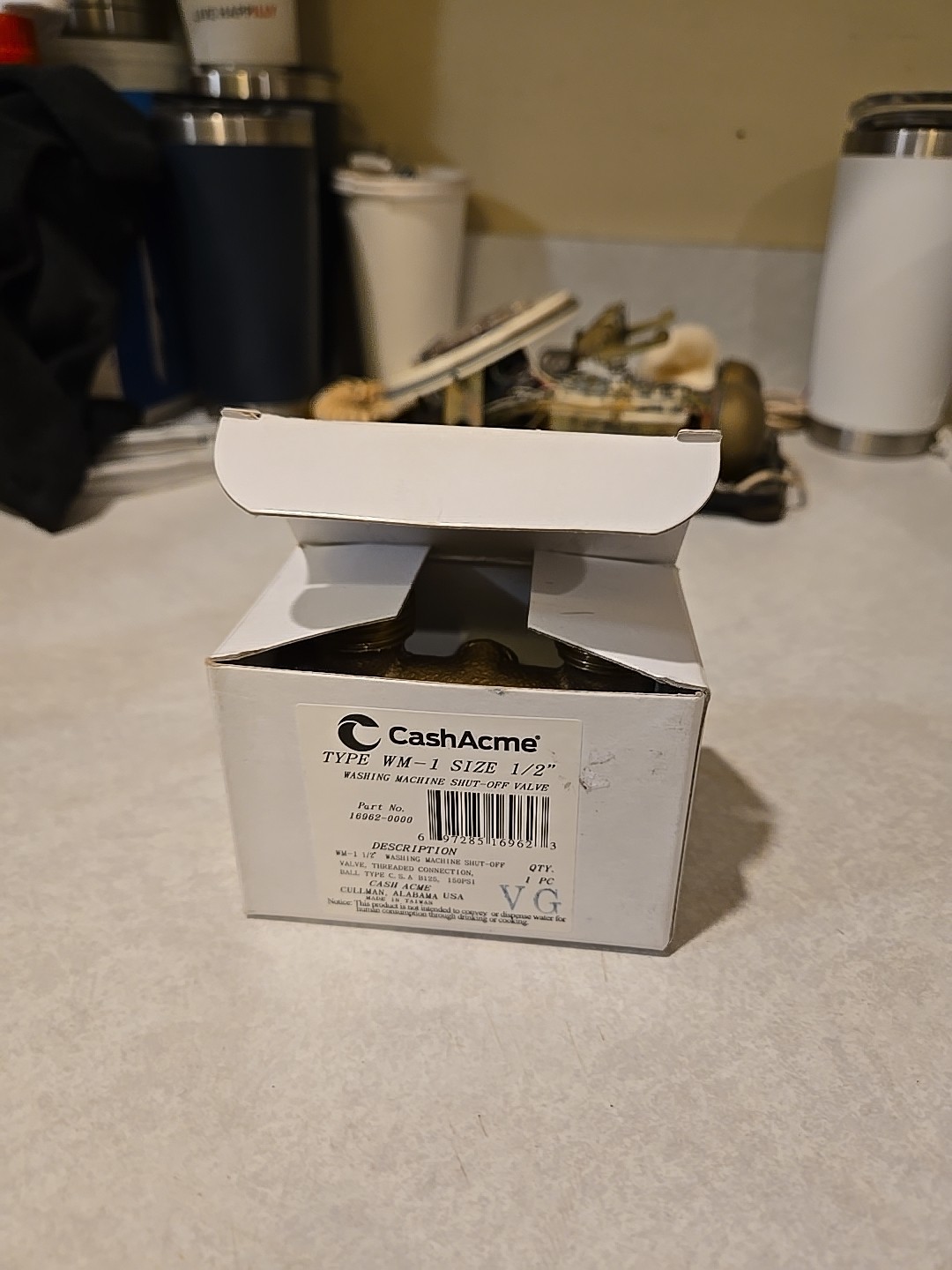 Cash Acme Washing Machine Shut-Off Valve Type WM-1 (1/2″ Size) ASSY NO. 16962