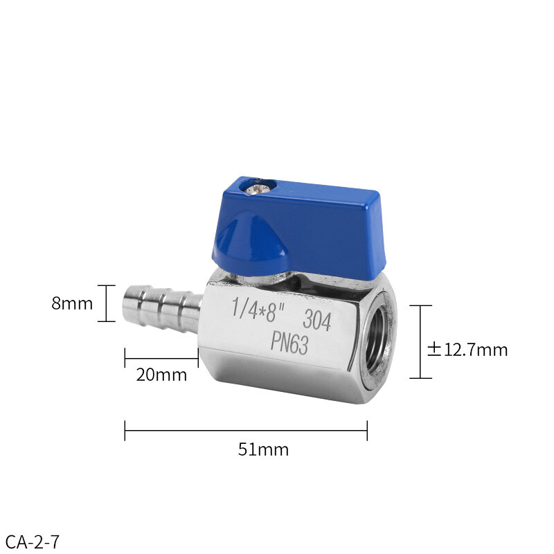 Stainless Steel Mini Ball Valve Female-Male Hose Barb Connector 1/4″ 3/8″ 1/2″