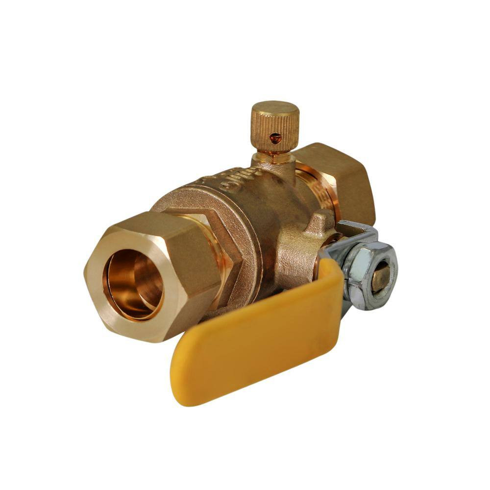 Premium Brass Full Port Ball Valve with Drain, with 1/2 In. Compression Connecti
