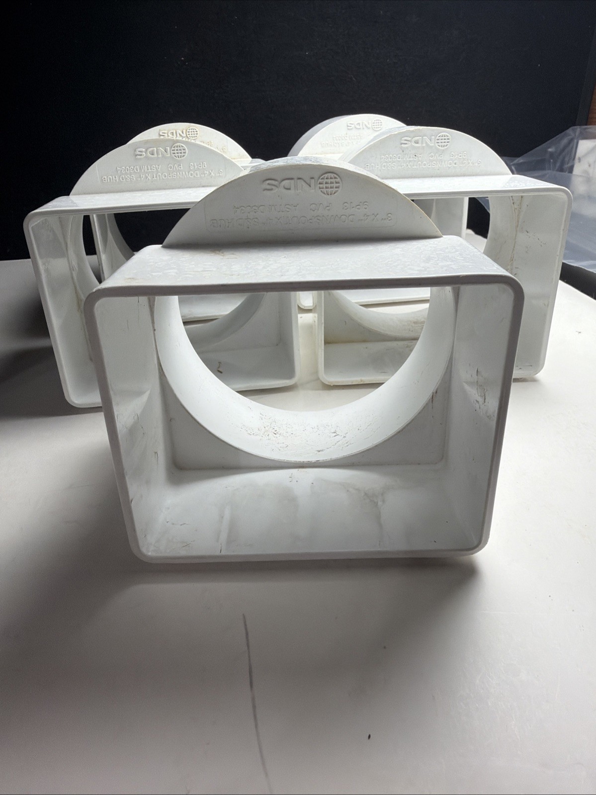 Lot Of 5 Plastic Trends P1926 PVC Flush Downspout Adapter 3 x 4 x 4 in.