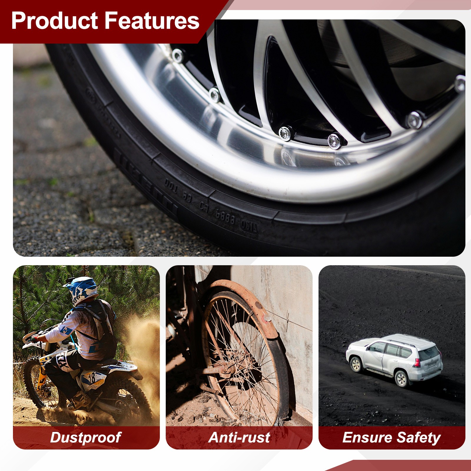 4 Pcs Aluminum Tire Valve Stem Caps Vehicle Car Tire Valve Air Cap Covers Purple