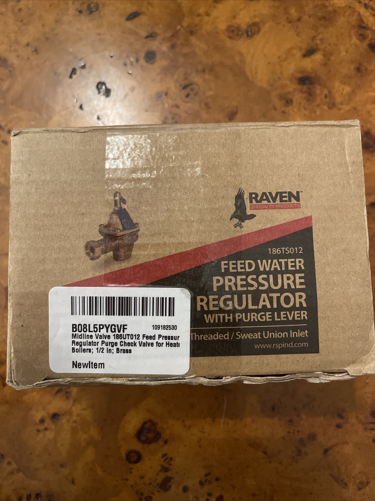 186TS012 1/2” Inch Boiler Feed Water Pressure Regulator Purge Check Valve Brass