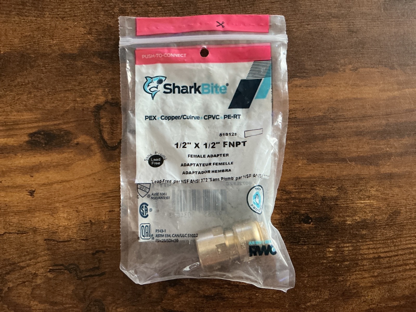 SHARKBITE FNPT FEMALE ADAPTER- PEX, COPPER, CPVC, PE-RT- 1/2″ X 1/2” #U072LFZC