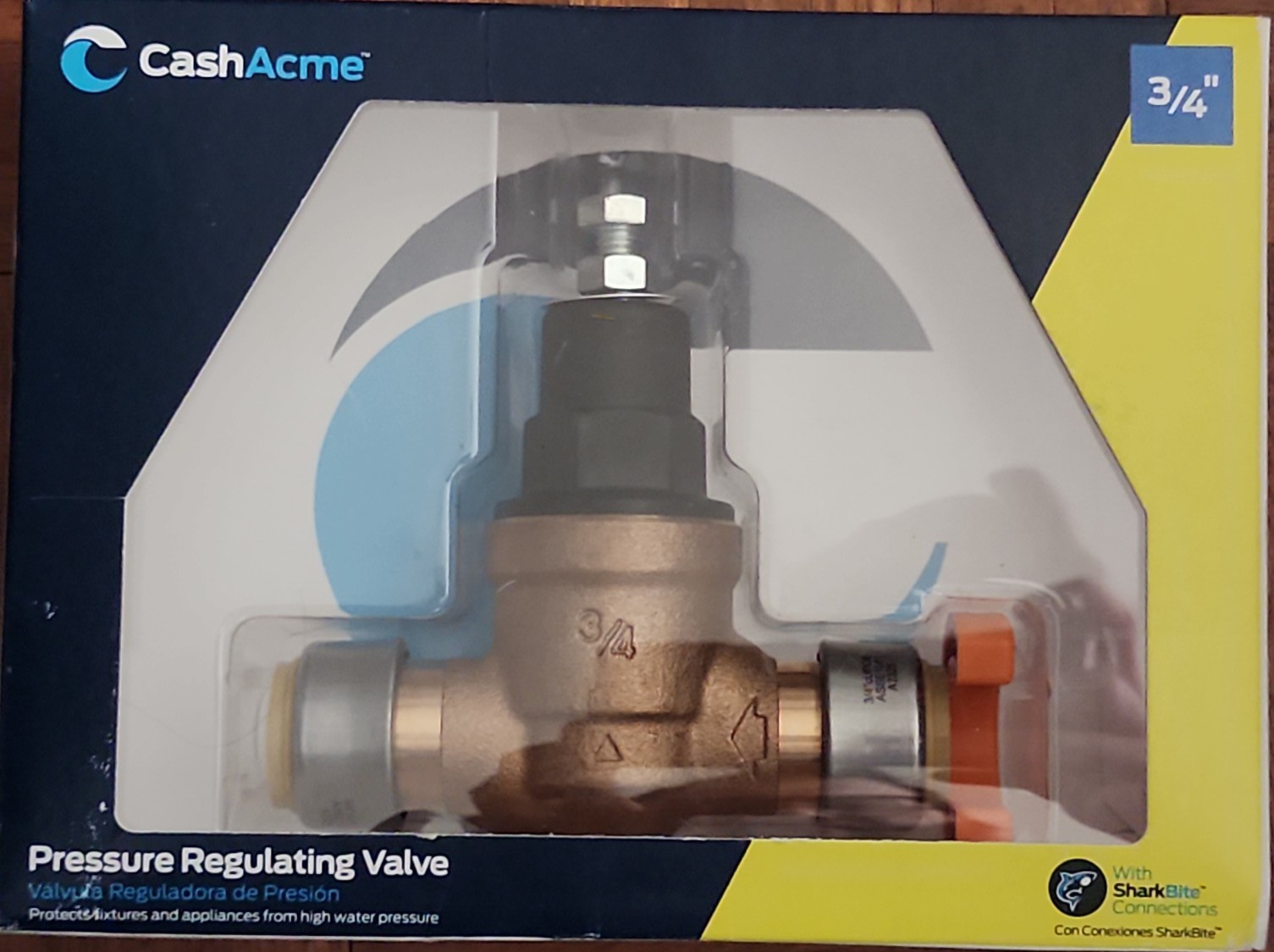 Cash Acme PVA16P-DSB-60R Brass Push-to-Connect EB45 Pressure Valve 3/4 in 60 PSI