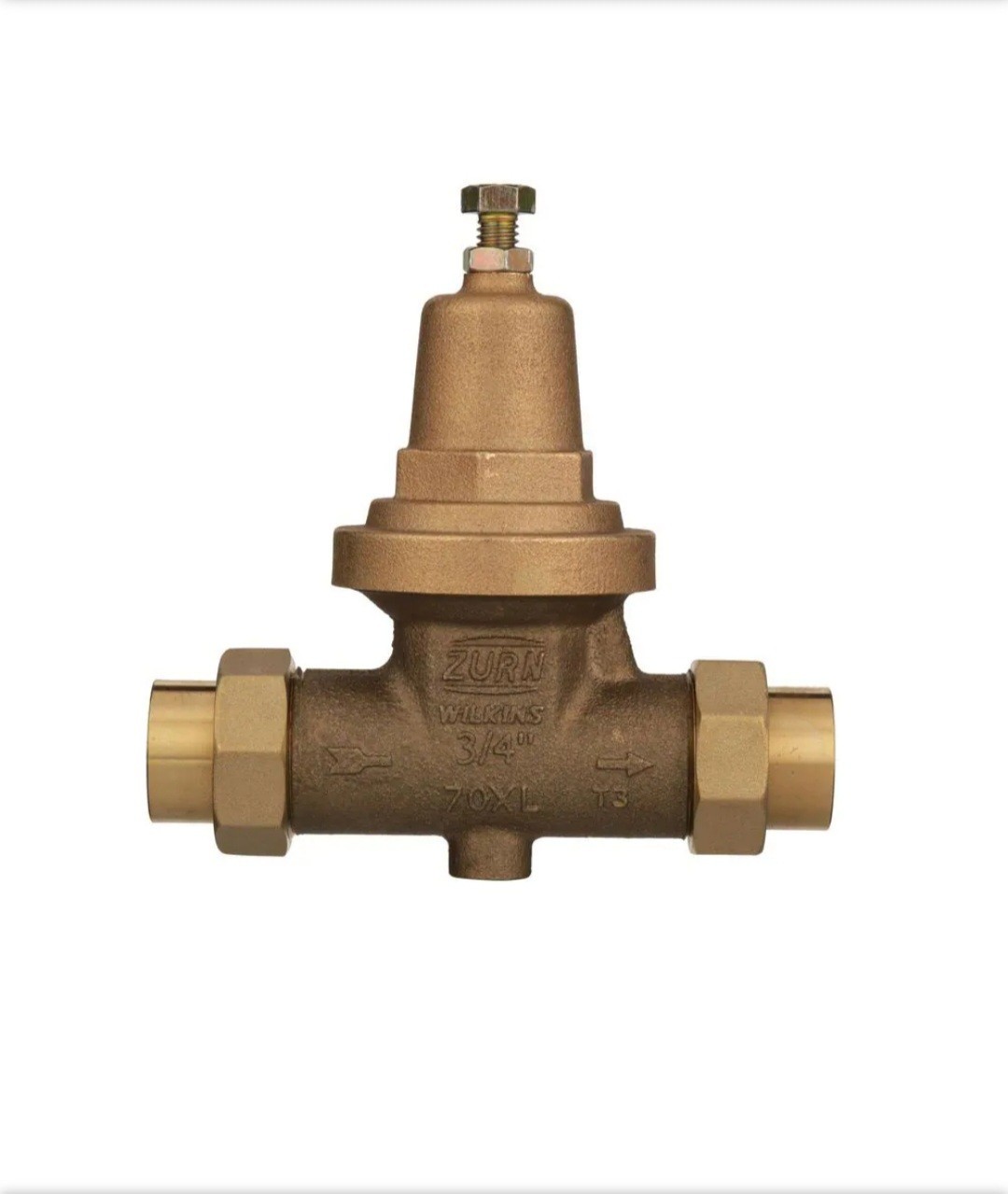 3/4” 70XLDUC Zurn Wilkins PRV – Bronze Pressure Reducing Valve – Double Union