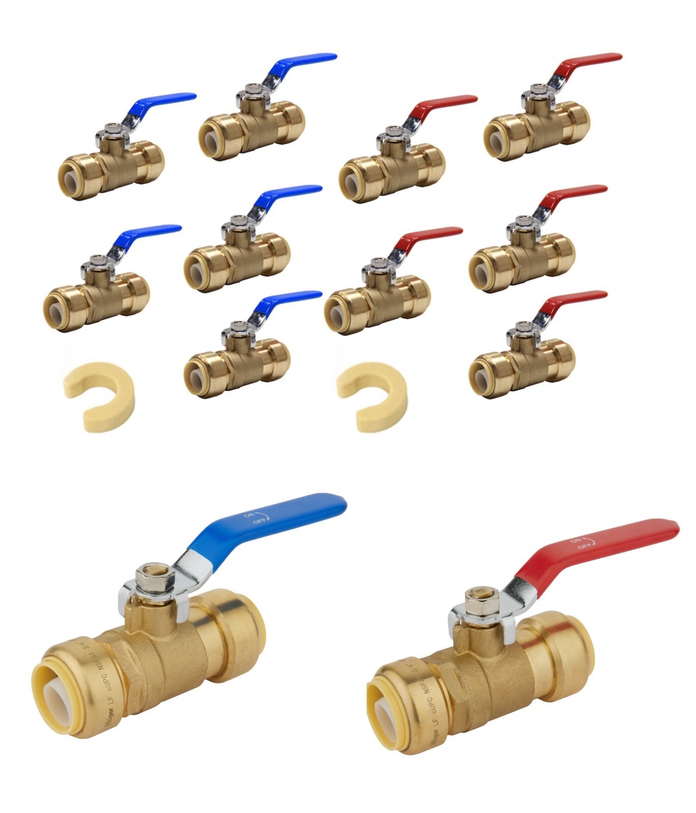 EFIELD 12 PCS 1/2″ PUSH FIT BALL VALVE HOT &COLD WITH CLIP, LEAD FREE