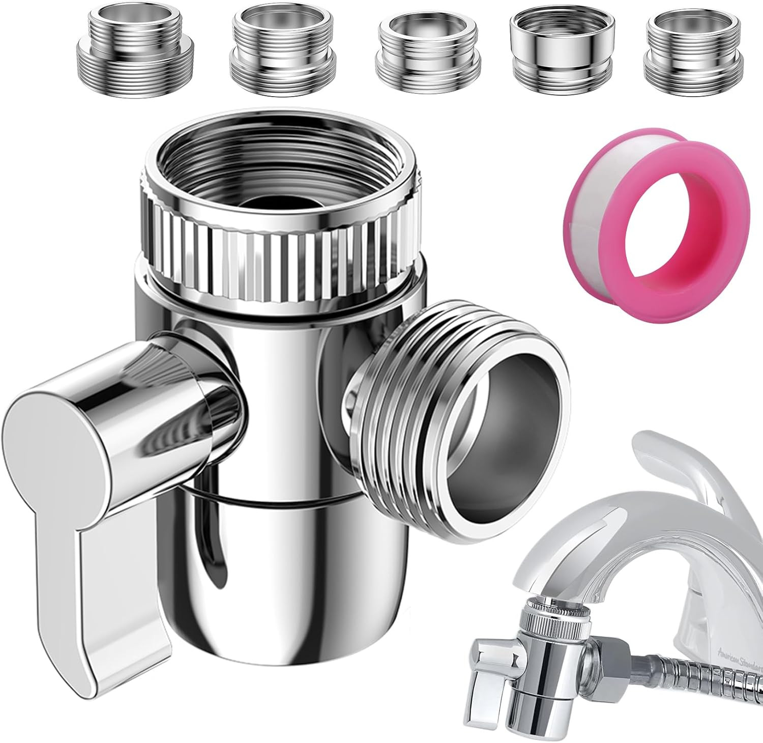 Faucet Diverter Valve with Aerator, 3-Way Diverter Valve for Hand Held Shower, S