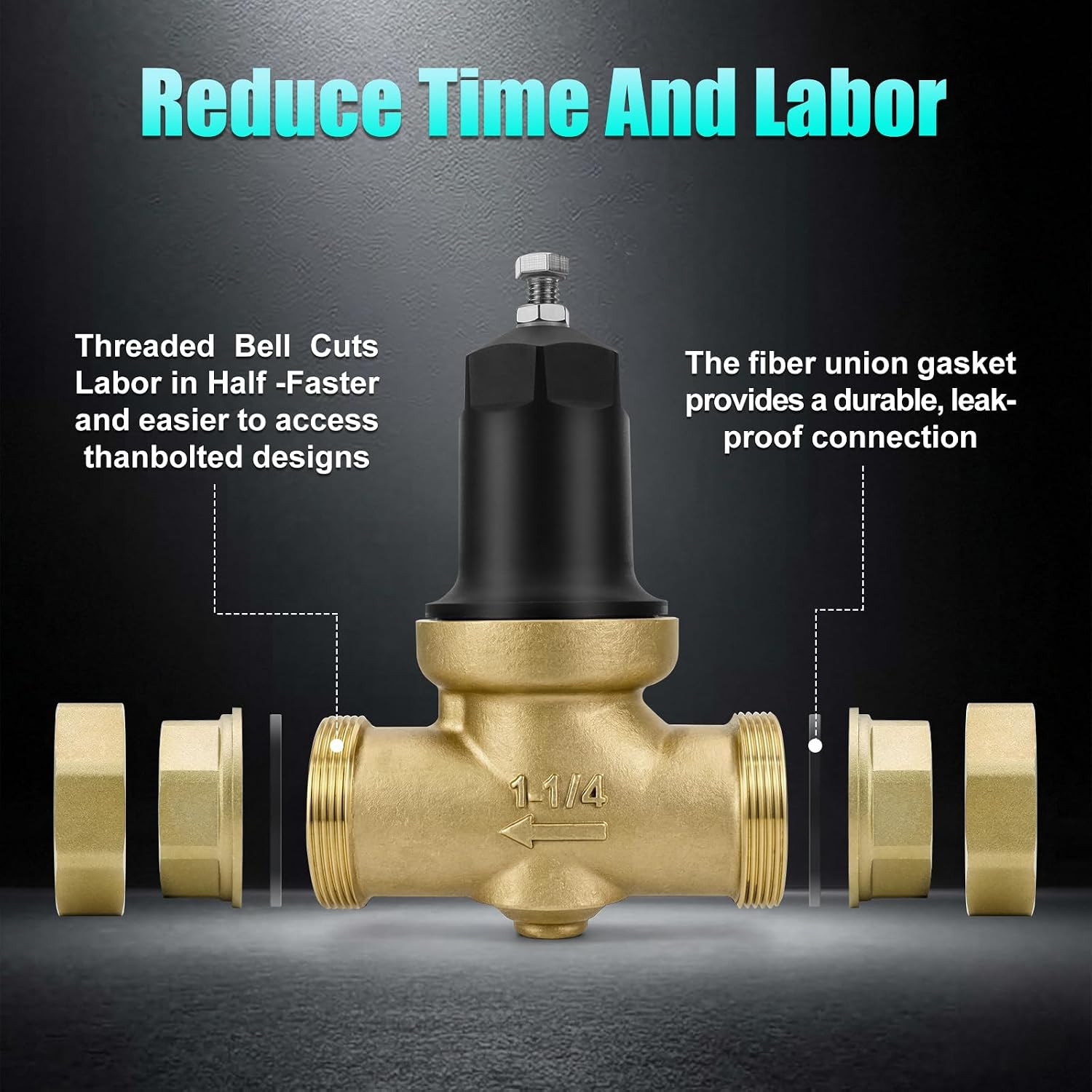 NR3XLDULU 1-1/4″ Brass Pressure Reducing Valve with Double Union FNPT Connection